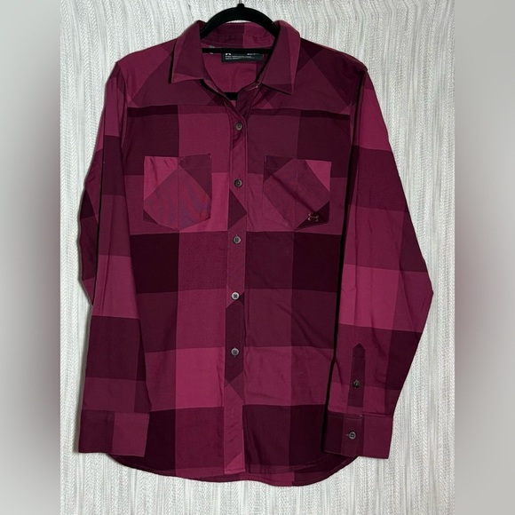 Under Armour Tops - Under Armour Women's Burgundy Plaid Button Down Shirt